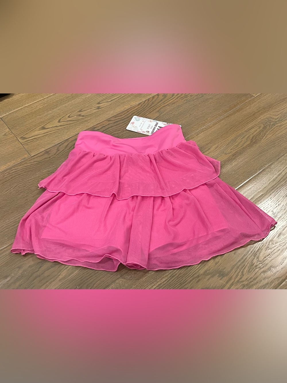 NEW Free Haven Pink Mesh Tiered Skirt with built-in shorts - kids size 10